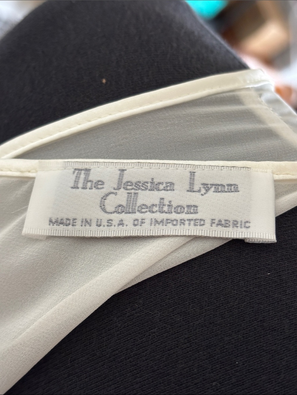 Vintage Jessica Lynn CollectionIvory Satin Slip Dress with Sheer Back & Appliqué - Picture 12 of 16